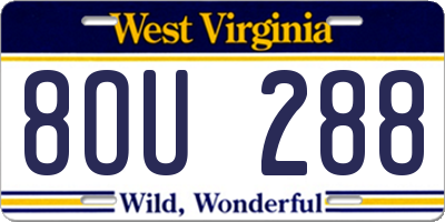 WV license plate 8OU288
