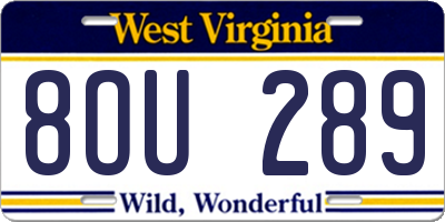 WV license plate 8OU289