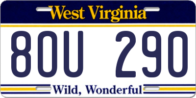 WV license plate 8OU290