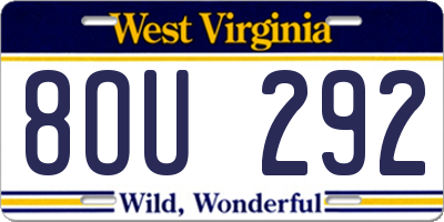 WV license plate 8OU292