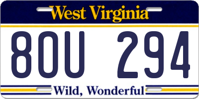 WV license plate 8OU294