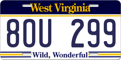 WV license plate 8OU299