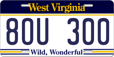 WV license plate 8OU300