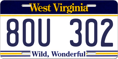 WV license plate 8OU302