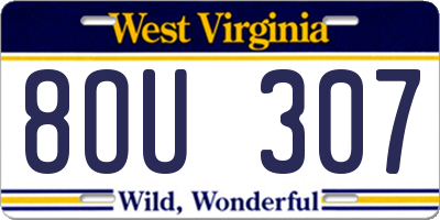 WV license plate 8OU307