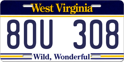 WV license plate 8OU308