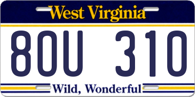 WV license plate 8OU310