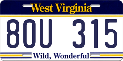 WV license plate 8OU315