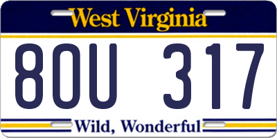 WV license plate 8OU317