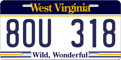 WV license plate 8OU318
