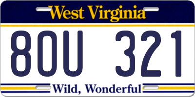 WV license plate 8OU321