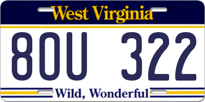 WV license plate 8OU322
