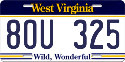 WV license plate 8OU325