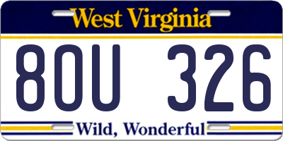 WV license plate 8OU326