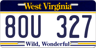 WV license plate 8OU327