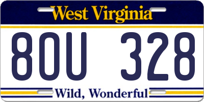 WV license plate 8OU328