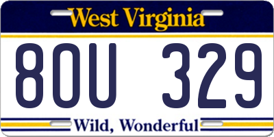 WV license plate 8OU329