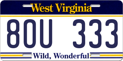 WV license plate 8OU333