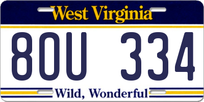 WV license plate 8OU334
