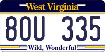 WV license plate 8OU335