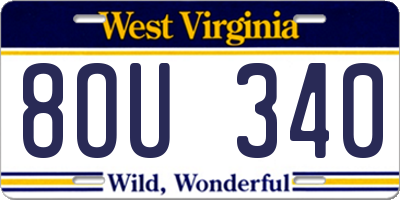 WV license plate 8OU340