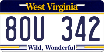 WV license plate 8OU342
