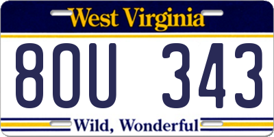 WV license plate 8OU343