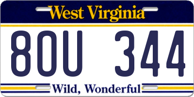 WV license plate 8OU344