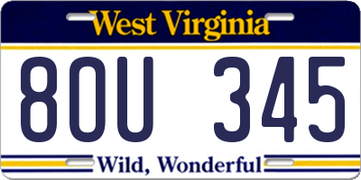 WV license plate 8OU345