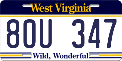 WV license plate 8OU347