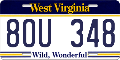 WV license plate 8OU348