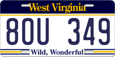 WV license plate 8OU349
