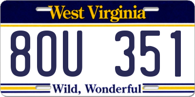 WV license plate 8OU351
