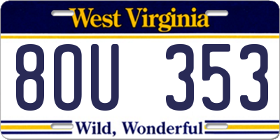 WV license plate 8OU353