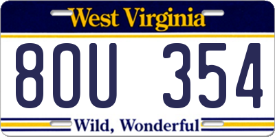 WV license plate 8OU354