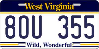 WV license plate 8OU355