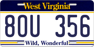 WV license plate 8OU356