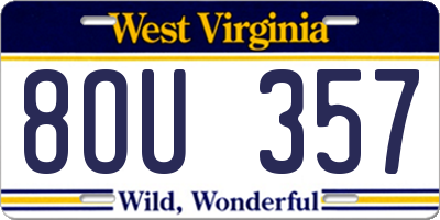 WV license plate 8OU357