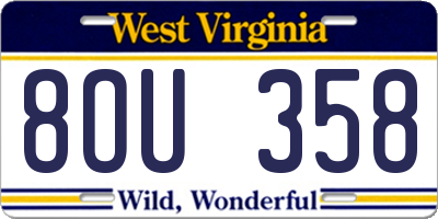 WV license plate 8OU358