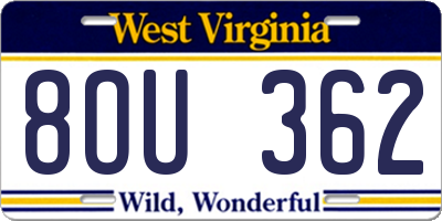 WV license plate 8OU362