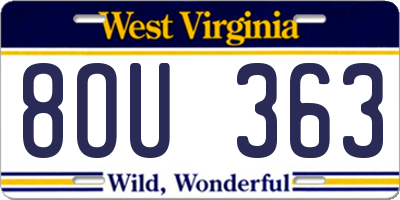 WV license plate 8OU363
