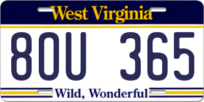 WV license plate 8OU365