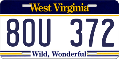 WV license plate 8OU372