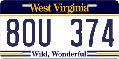 WV license plate 8OU374