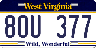 WV license plate 8OU377