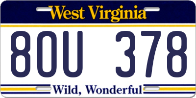 WV license plate 8OU378