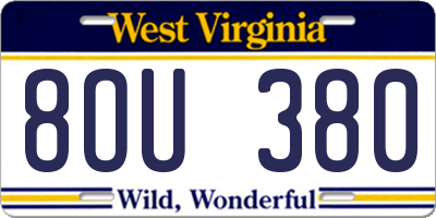 WV license plate 8OU380