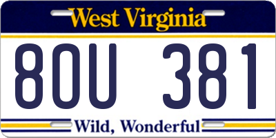 WV license plate 8OU381