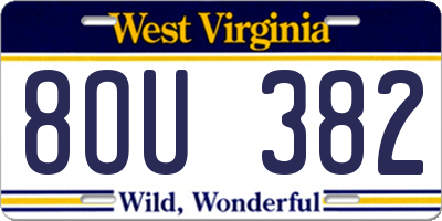 WV license plate 8OU382