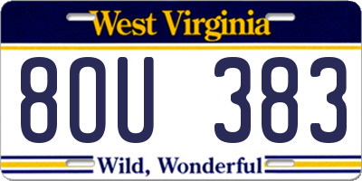 WV license plate 8OU383